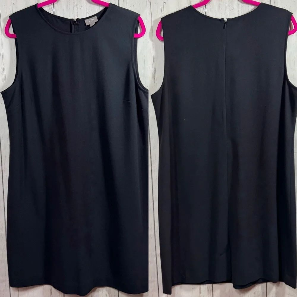 J. Jill Black Sleeveless Shift Dress 18P Stretch Career Minimalist Quiet Luxury